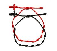 YUGSHNKFC 2 Pcs for Cross 7 Knots Red String Good Luck Amulet for Success and Prosperity Friendship Bracelets Ki Keychain Rings Wholesale