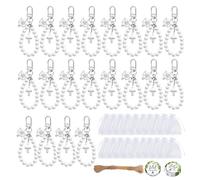 YUGSHNKFC 20Sets Symbolic Crosses Pearls Keychain Gift Elegant Wedding Baptism Favor With Organza Bags Elegant Pearls Beaded Charm Baptism Gift Keychains For Guests