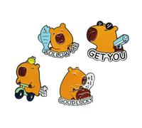 YUGSHNKFC 4pcs Elegant Capybaras Lapel Pin Handmade Animal Brooch Stylish Corsage Badge Fashion Accessory for Parties and Dinners