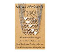 YUGSHNKFC 5 Pieces Friendship Promise Heart Charm Clavicle Chain Matching Necklaces Bestfriend Family Teens