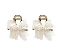 YUGSHNKFC Bowknot Shape Hair Rope Hot Girl Lace Floral Bowknot White Hair Clip Wedding Hair Clip for Woman Ponytail Jaw Clip