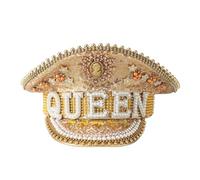 YUGSHNKFC Bride Hat Shimmering Rhinestones Captain Hat Sequins Bridal For Music Festivals Sparkly Crystal Caps Beach Vacation