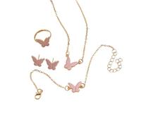 YUGSHNKFC Butterfly Pendant Necklace Bracelet Rings Earrings Set for Fashion Forward Women Looking to Enhances Their Outfits