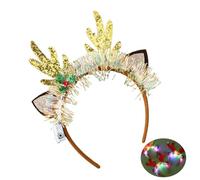 YUGSHNKFC Celebration Christmas LED Hair Hoop with Tinsel Live Broadcast Hairband New Year Headwear for Adult Teens Unisex