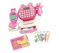 YUGSHNKFC Childrens Pretend Cash Register Set with Play Money Interactive Learning Toy for Counting Practice Safe Pretend Play Supermarket Checkout