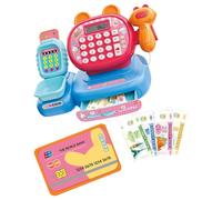 YUGSHNKFC Childrens Pretend Cash Register Set with Play Money Interactive Learning Toy for Counting Practice Safe Pretend Play Supermarket Checkout