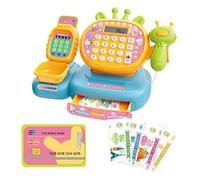 YUGSHNKFC Childrens Pretend Cash Register Set with Play Money Interactive Learning Toy for Counting Practice Safe Pretend Play Supermarket Checkout