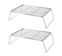 YUGSHNKFC Compact Stainless Steel Folding Cooking Stands 2 Pack Stable for Flame Management Thin BBQ Barbecue