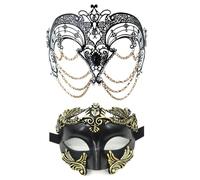 YUGSHNKFC Couple Masquerade Metal Chain Masquerade Half Face Masquerade Costume Accessories For Women Men Cosplay Masquerade