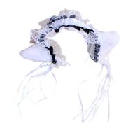 YUGSHNKFC Delicate Cat Ear Headband with Bells Pleated Lace Cat Ear Shape Hair Hoop Cosplay Party Headpiece for Woman Teens