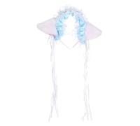 YUGSHNKFC Delicate Cat Ear Headband with Bells Pleated Lace Cat Ear Shape Hair Hoop Cosplay Party Headpiece for Woman Teens