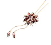 YUGSHNKFC Delicate Crystal Flower Pendant Necklace Crystal Flower Pendant Necklace Elegant Tassels Long Sweater Chain for Women