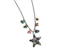 YUGSHNKFC Elegant 5-Point Star Necklace Retro Sea Charm Design Neckchain Alloy Chain Neck Jewelry Daily Wear Accessory Unique Jewelry Gift