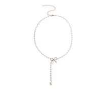 YUGSHNKFC Elegant Bowknot Tassels Pendant Necklace Sweet Choker Pearls Collar Neck Chain Fashion Clavicle Chain Necklace Jewelry