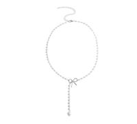 YUGSHNKFC Elegant Bowknot Tassels Pendant Necklace Sweet Choker Pearls Collar Neck Chain Fashion Clavicle Chain Necklace Jewelry