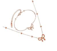 YUGSHNKFC Elegant Butterfly Bowknot Jewelry Set Contemporary Bowknot Necklace And Bracelet Set In Long Lasting Steel Materials