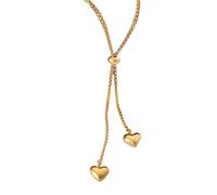 YUGSHNKFC Elegant Double Heart Pendant Necklace Tassels Neck Chain for Women Adjustable Length Neckchain Unique Party Accessories