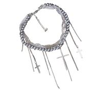 YUGSHNKFC Elegant Faux Pearls Chain Necklace with Tassels Pendant Neckchain for Fashionable Women Stylish Clavicle Chain