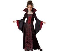 YUGSHNKFC Elegant Floral Print Dress With Stand Collar Adjustable Lace Up Witch Dess Children Halloween Witch Costume For Girl