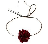 YUGSHNKFC Elegant Lace-up Big Flower Choker Necklace for Women Long Rope Necklace on Neck 2023 Fashion Jewelry Accessories