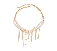 YUGSHNKFC Elegant Tassels Necklace With Adjustable Chain Lightweight Design For Women Fashion Jewelry Faux Pearls Accents