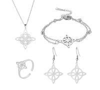 YUGSHNKFC Fashion Witches Knot Pendant Necklace Earring Adjustable CelticKnot Double Layer Chain Bracelets Irish Jewelry
