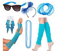 YUGSHNKFC Festive 80s Earrings Leg Warmers Headband for Costume Halloween Party Wrist Gloves for Dress up Parties