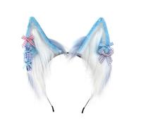YUGSHNKFC Furry Ear Hairhoop for Women with Bowtie Plush Hairband LolitaStyle Cosplay Headband Party Costume Halloween Headdress