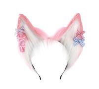 YUGSHNKFC Furry Ear Hairhoop for Women with Bowtie Plush Hairband LolitaStyle Cosplay Headband Party Costume Halloween Headdress
