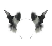 YUGSHNKFC Furs Bat Ear Headband Flexible Heart Tail Halloween Devil Costume for Carnivals Halloween Cosplay Party Accessory Faux Furs Bat Ears Headband