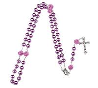 YUGSHNKFC Glass Pearl Beads Catholic Rosary Necklaces Religious Jewelry, A