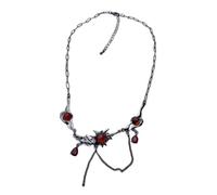 YUGSHNKFC Gothic Styles Dark Red Zircon Necklace with Black Tassels Trendy Collarbone Chain Unique Neckchain Fashion Jewelry
