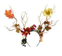 YUGSHNKFC Halloween Hairhoop with Devil Horn Dark Series Hairband Branch Flower Headpiece Theme Party Music Festival Hairband