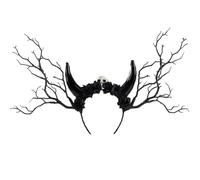 YUGSHNKFC Halloween Hairhoop with Devil Horn Dark Series Hairband Branch Flower Headpiece Theme Party Music Festival Hairband