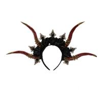 YUGSHNKFC Halloween Hairhoop with Devil Horn Dark Series Hairband Fringed Headpiece Theme Party Headband Music Festival Hairband