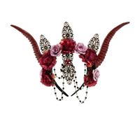 YUGSHNKFC Halloween Hairhoop with Devil Horn Dark Series Hairband Fringed Headpiece Theme Party Headband Music Festival Hairband