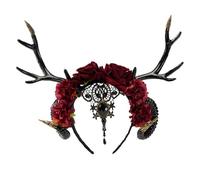 YUGSHNKFC Halloween Hairhoop with Devil Horn Dark Series Hairband Rasshestones Tiaras Headpiece Themes Party Music Festival Headband