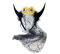 YUGSHNKFC Halloween Hairhoop with Devil Horn Dark Series Headband Eyeball Tulle Headpiece Theme Party Music Festival Hairband