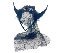 YUGSHNKFC Halloween Hairhoop with Devil Horn Dark Series Headband Eyeball Tulle Headpiece Theme Party Music Festival Hairband