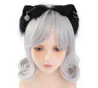 YUGSHNKFC Handmade Cats Ear Headbands with Metal Earring Plush Cats Headbands for Animes Theme Gatherings Christmas for Girl