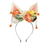 YUGSHNKFC Handmade Headbands for Women Long Ribbon Orange Flower Bow Headwear Maid Cosplay Party Props