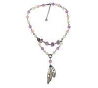 YUGSHNKFC Handmade Natural Crystal Necklace Butterfly Wing Pendant Necklaces Multi-Layer Tassels Choker Clavicle Chain
