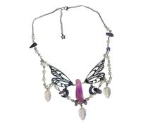 YUGSHNKFC Handmade Natural Crystal Necklace Butterfly Wing Pendant Necklaces Multi-Layer Tassels Choker Clavicle Chain