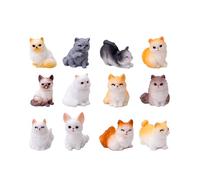 YUGSHNKFC Interactive Resin Cats Figurine 12PCS for Customizable Doll House Scene and Children Educational Pretend Play Activity Collectible Miniature Cats