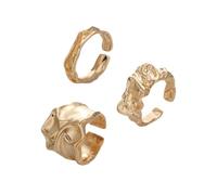 YUGSHNKFC Irregular Patterned Rings 3 Pieces, Modern Fashion, A GOLD | Accessory for Edgy Yet Elegant Accessory Trendy Women Ladies Use, Portable Special Gifts for Fashion Enthusiasts
