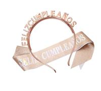 YUGSHNKFC Luxurious Birthday Hair Hoop And Sash Wonderful Set Glitters Crowns Tiaras Sash For Trendsetters Learning Spanish Accessories