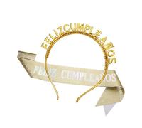 YUGSHNKFC Luxurious Birthday Hair Hoop And Sash Wonderful Set Glitters Crowns Tiaras Sash For Trendsetters Learning Spanish Accessories