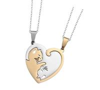 YUGSHNKFC Modern Love Couple Necklace Splicing Kitten Pendant Metal Jewelry Gifts For Relationships Weddings Couple Matching Necklace Steel