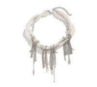 YUGSHNKFC Multilayer Vintage Star Heart Tassels Pendant Necklace Beads Chain Necklace Elegant Necklace Suitable for Party Daily