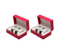 YUGSHNKFC Pack of 2 Premium PU Leather Watch Display Cases with Double Layer Storage and Dustproof Protections for Collectors Space Saving Watch Box for Home/Office